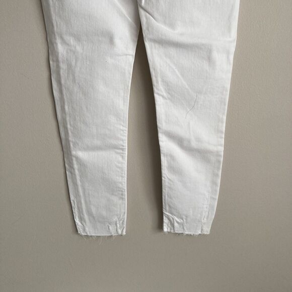 Zara Basic Womens White Denim Skinny Jeans Size 6 Mid Rise Distressed Classic - Picture 10 of 12